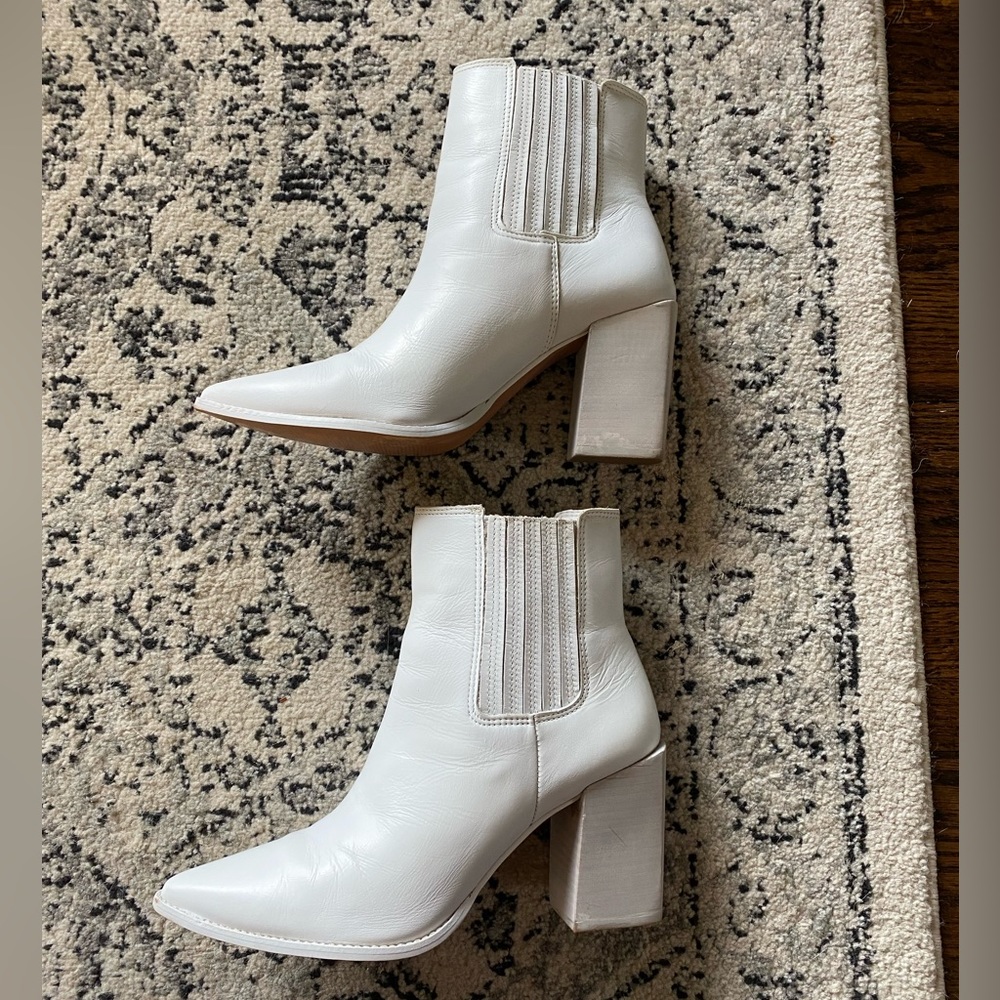 White Steve Madden Leather Booties